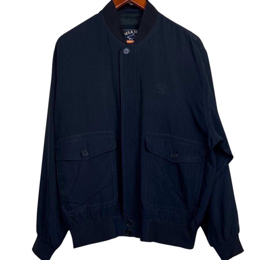 Bomber Jacket 100% Silk Paul & Shark Yachting Mens Luxury Wear in Black Sz. Med